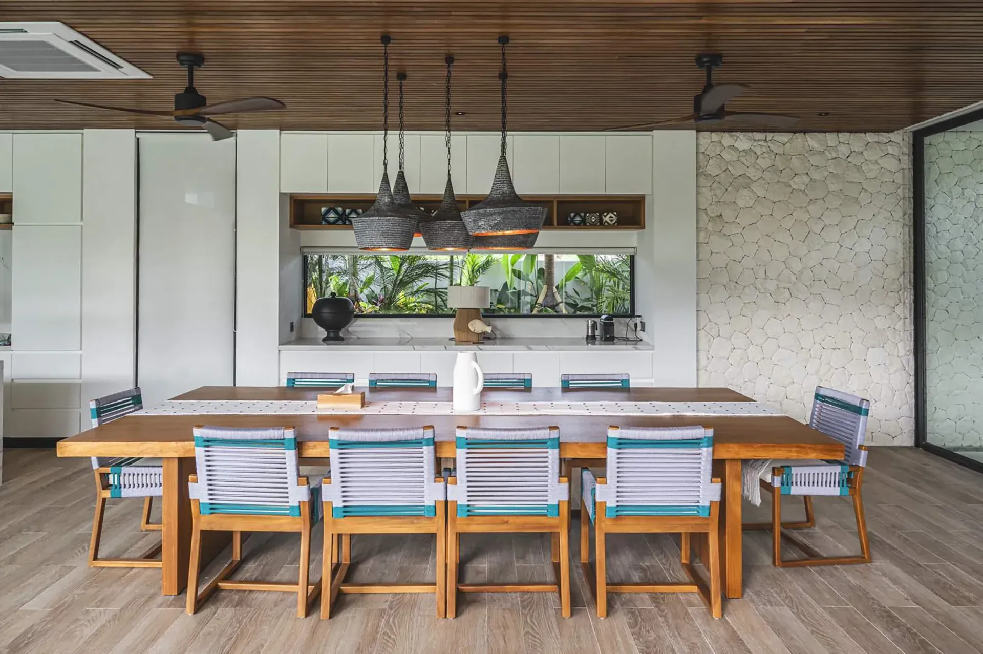 Dining table with garden view