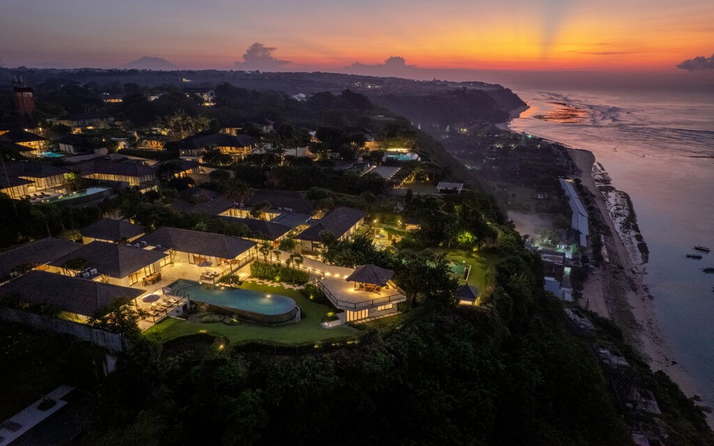 Aerial view of luxury villa in Uluwatu with ocean views